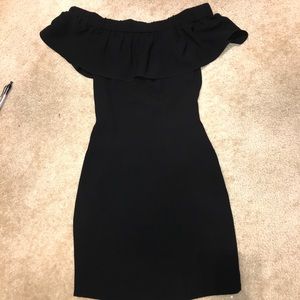 Black bebe off shoulder bodycon dress